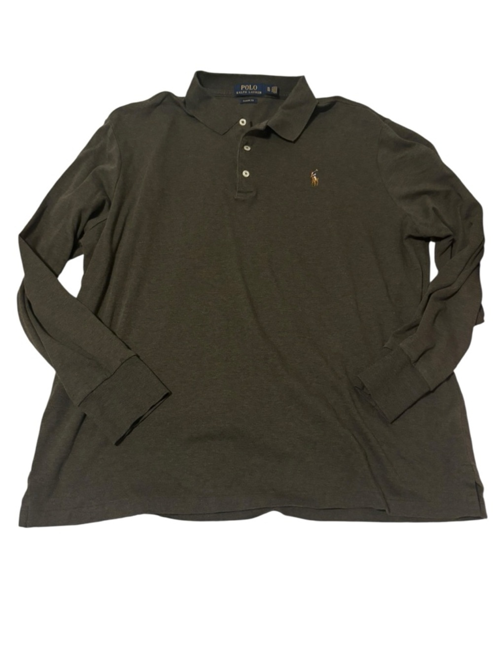 Ralph Lauren XL Long-Sleeve Polo in Olive Green with Embroidered Pony